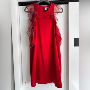 Red Organza Ruffle Dress by Topshop Unique